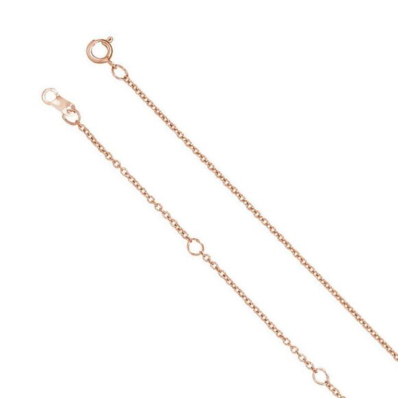 10k Rose Gold 1mm Solid Cable Chain Necklace, 16-18 Inch